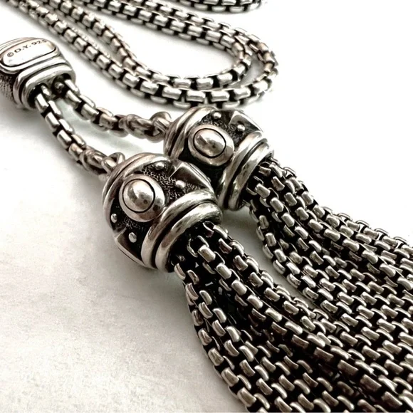 David Yurman Renaissance tassle diamonds adjustable 40 inch box chain necklace